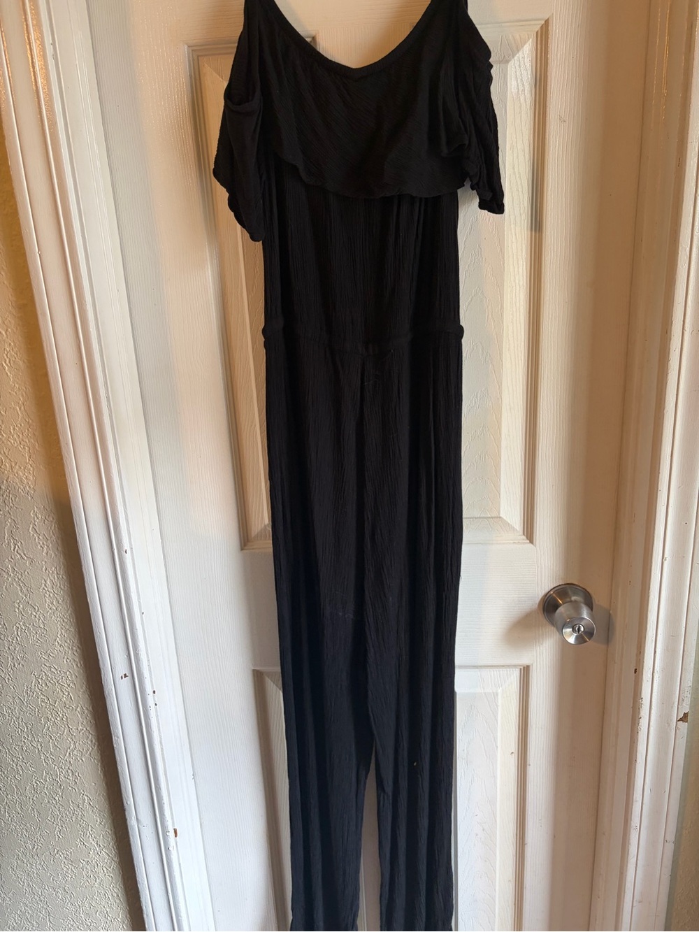 Old Navy Black Off-Shoulder Wide-Leg Jumpsuit